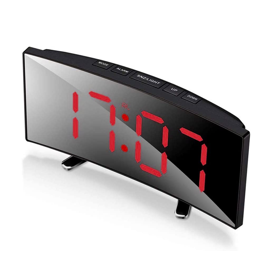 DFWZMQTG Digital Alarm Clock Charging Curved Large LED Screen Electronic Digital Noiseless Bedroom Bedside Table Clock White-Dinosaur Doodle4
