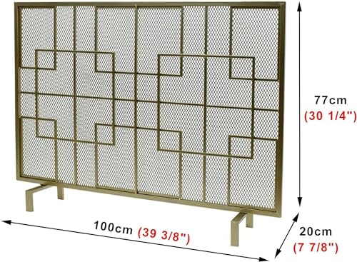 Écran de cheminée doré en acier avec maille de protection pour le salon - 6