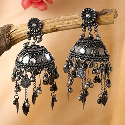 Silver Oxidised Jhumka German Big Jhumki Earrings