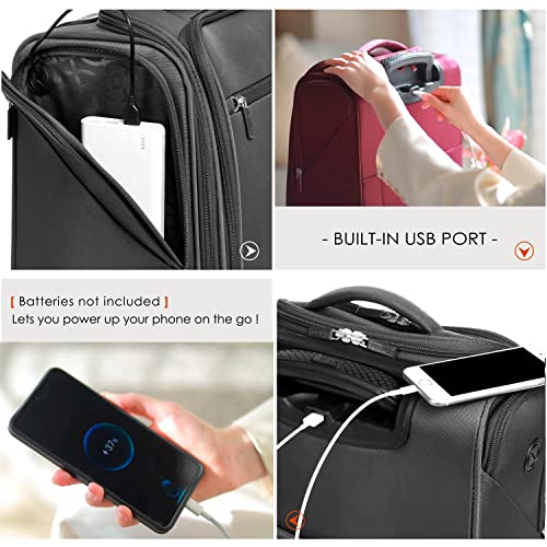 Image of Verage Underseat Carry On Luggage With Spinner Wheels, Black, 16-Inch Rolling, 2 Wheels