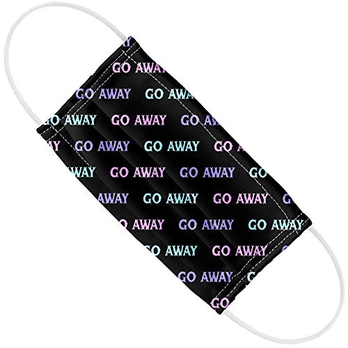 Popfunk Go Away Pattern Black 1-Ply Reusable Face Mask Covering with Adjustable Nose Wire, Unisex