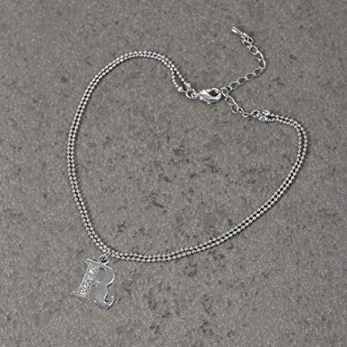 Spinningdaisy Double Line Rhinestone Crystal Initial Anklet (R-Silver)