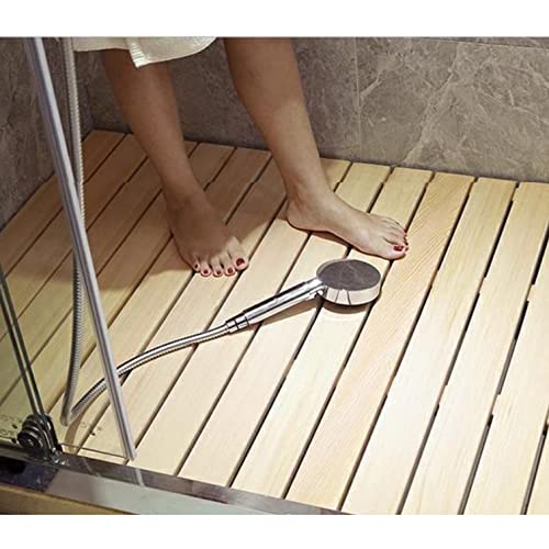 Tapis de bain en bois caillebotis douche antidérapant résistant eau sol - 4