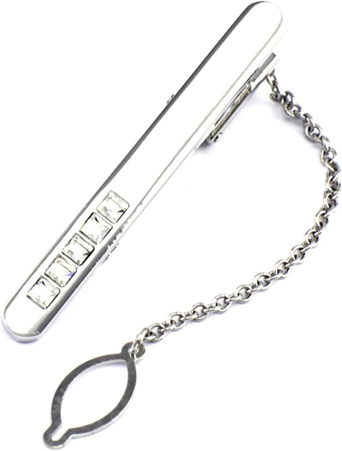 White Five Diamond Tie Clip Business Set with Square