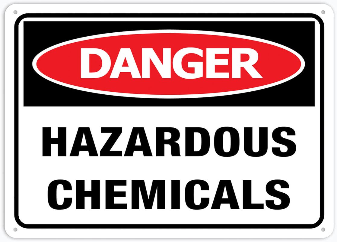 Danger Hazardous Chemicals Aluminum Metal Sign 8"x12" Rust-Free For Outdoor/Home/Business/Yard Use