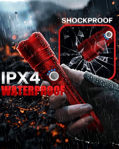 Image of Victoper Red LED Flashlights, High Powered High Lumens Super Bright Tactical Flashlight, Rechargeable, 5 Modes Zoomable Waterproof Flash Lights for Emergency, Outdoor, Home, Camping, Hiking