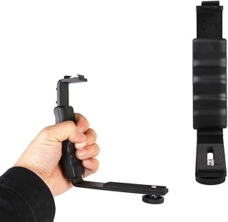 BGNing Camera Stand L-Shaped Angle 2 Shoe Flash Bracket DV Bracket Tray Dual Cold Shoe Flash Bracket for DSLR Camera Camcorders