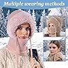 3 in 1 Beanie Hat with Scarf and Mask,Womens Knit Beanie Hat Fleece Lined Winter Scarf Mask Set Snow Caps #2