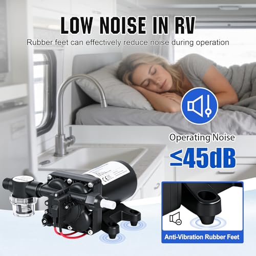 Image of ECO-WORTHY RV Fresh Water Pump 12V DC 5.5GPM 70PSI,12 Volt Diaphragm Self-Priming Pump with Pressure Switch for RV Garden Irrigation Spraying Marine Yacht