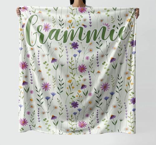 HKDesignGift Grammie Flower Blanket 50X60inch - Floral Grammie Blanket - Birthday Gifts for Her - Rustic Vintage Style Floral Idea - Mother's Day Blankets - Gifts for Grammie's Blankets