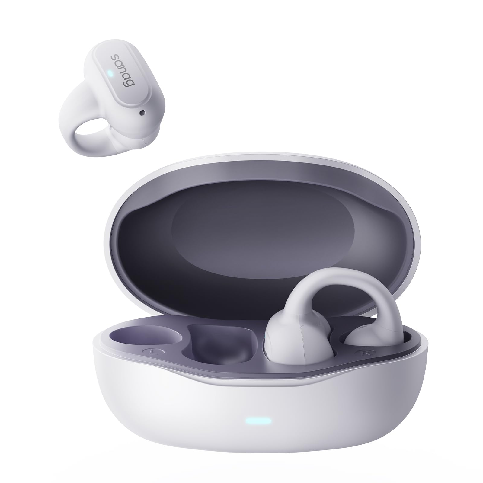 SANAG Z50PRO Sport Cuffie Bluetooth Clip Orecchio, Open Ear Auricolari 36 Ore Bluetooth 5.3 Impermeabili compatibili con iPhone/Samsung Phone per Uomini, Donne-White