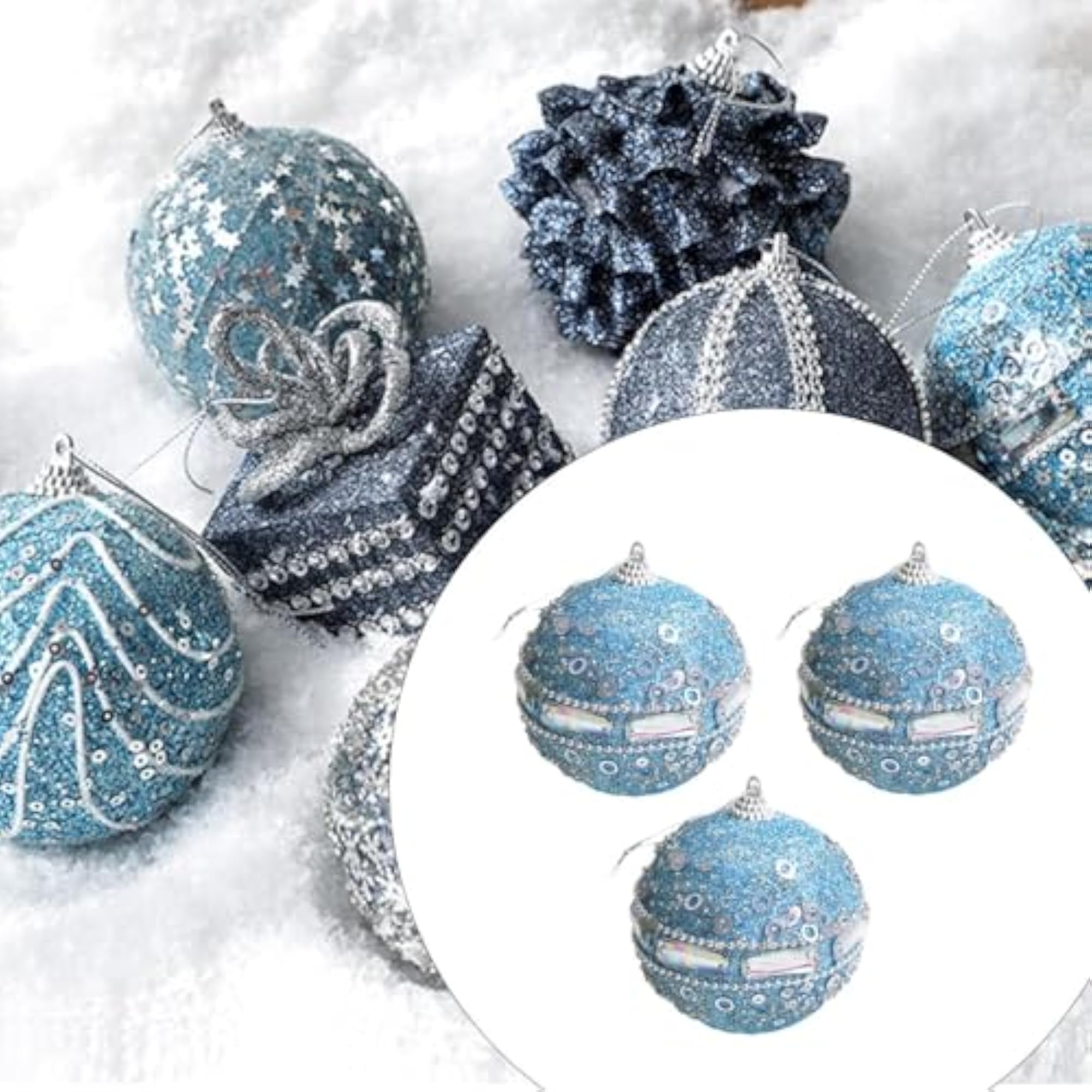 3 Pieces Christmas Ball Ornaments 8 cm Charm Pendants