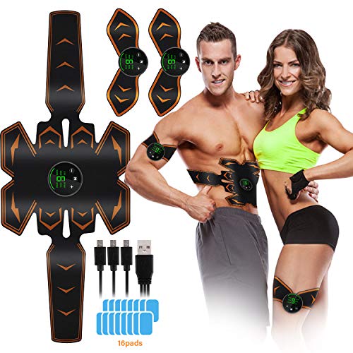 Lovebay EMS Muskelstimulation Bauchmuskeltrainer Muskelstimulation USB Wiederaufladbar Elektrostimulatoren für Damen Herren