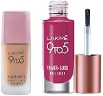 LAKMÉ 9 To 5 Primer + Matte Perfect Full Cover Liquid Foundation,All Skin Type & 9 To 5 Primer + Gloss Nail Color, 2 count