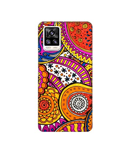 Image of Solimo Plastic Designer Rangoli Paisley Art 3D Printed Hard Back Case Backcase for Mobile Cover for Vivo V20, Multicolor