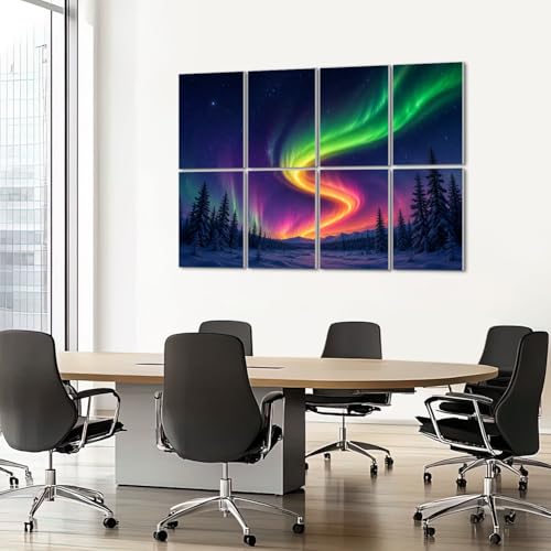 8 Paneles Acústicos Decorativos Auto Adhesivos Pack 8, Absorbentes de Sonido, Motivo Bosque Nevado y Auroras Boreales, 48"x32" miniatura 7