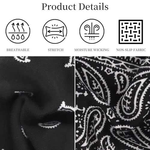Image of YARIEW 6Pcs Headbands Paisley Bandanas Head Bands Sweat Band Hair Wrap Headwrap Fashion Boho Wide Thick Workout Yoga Elastic Headbands Mens Cooling Running Sports Headband Sweatbands for Women and Men