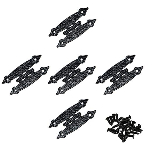 Lc Lictop H Type Black Metal Hinges Uneven Surface Buff Hinges For Furniture Cabinet Drawer Door 5Pcs #TOP17