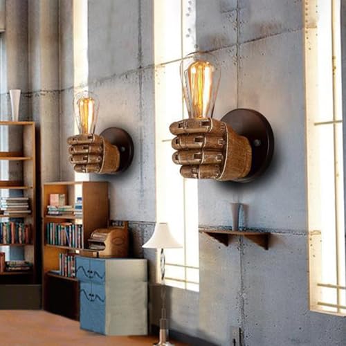 Image of Aomesinc Vintage Wall Sconce Industrial Hand Shaped Wall Light Fixture Edison Lamp Fixture Indoor for Bedroom Kitchen Restaurant Farmhouse(Left)