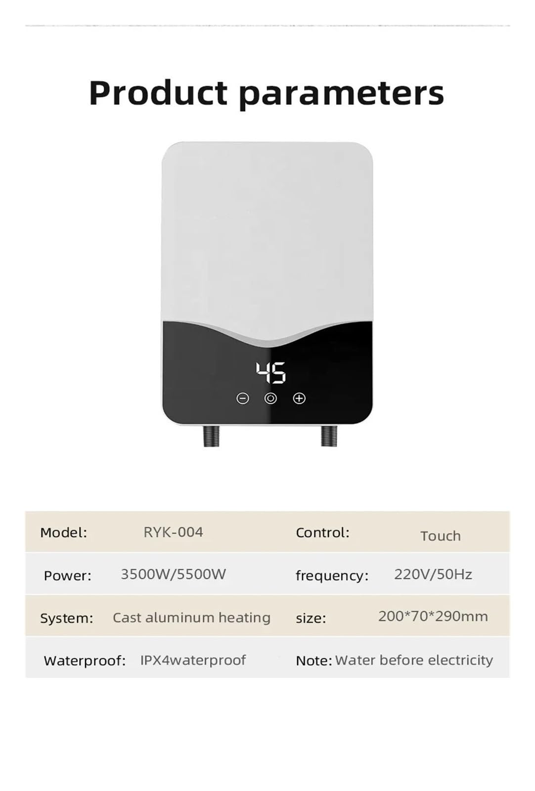 Scaldabagno Istantaneo Senza Serbatoio For Bagno, Scaldacqua Elettrico Istantaneo Da 5,5 KW Con Protezione Automodulante E Surriscaldamento riscaldare rapidamente