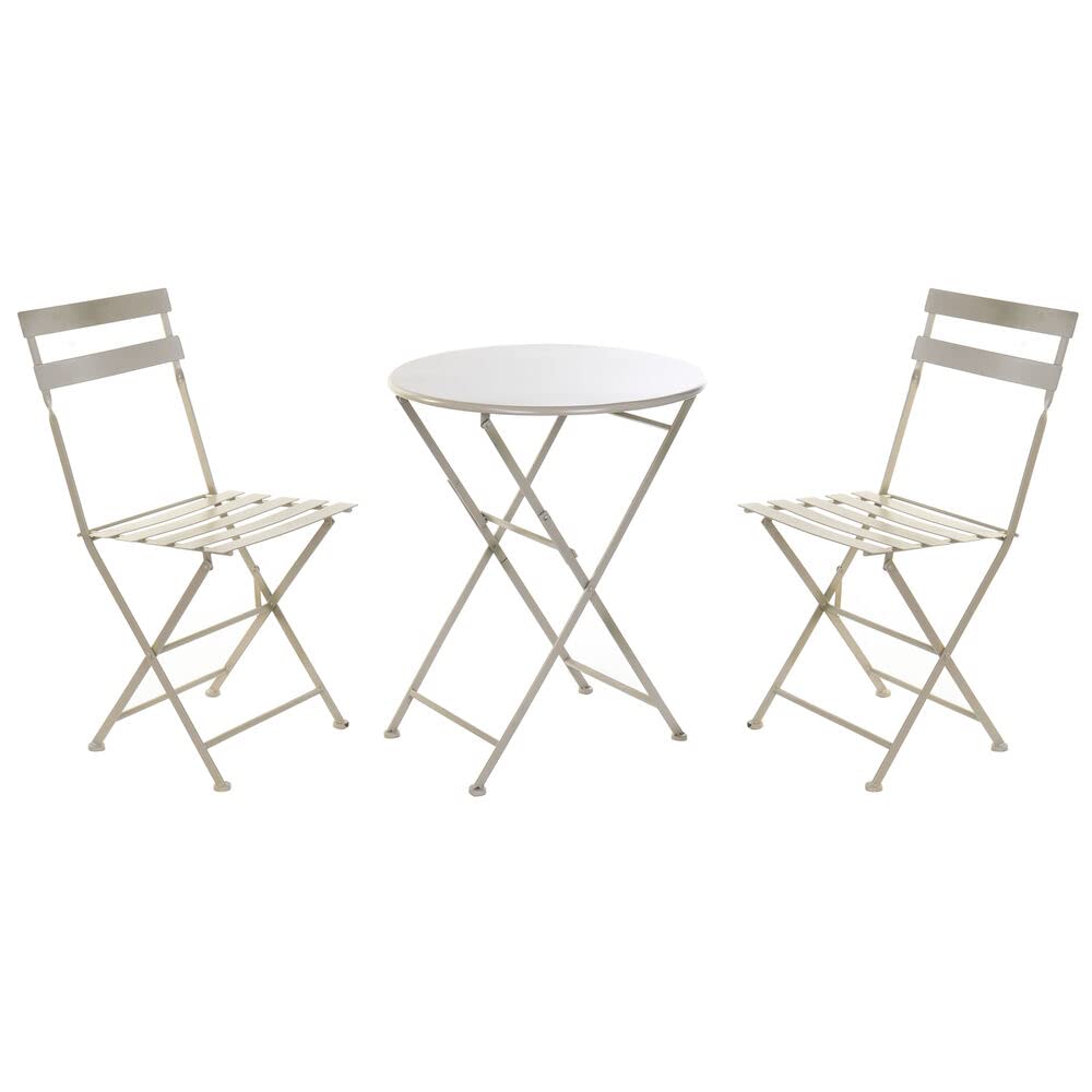 DKD Home Decor Ensemble de Table avec 2 chaises Couleur Gris, en métal (47 x 41 x 80 centimètres) (60 x 60 x 70 centimètres)