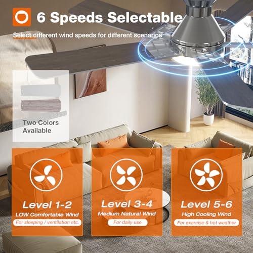 Image of addlon Ceiling Fans with Lights, 52 inch Low Profile Ceiling Fan with Light and Remote Control, Flush Mount, Reversible, 3CCT, Dimmable, Noiseless, Nickel Ceiling Fan for Bedroom, Indoor /Outdoor Use