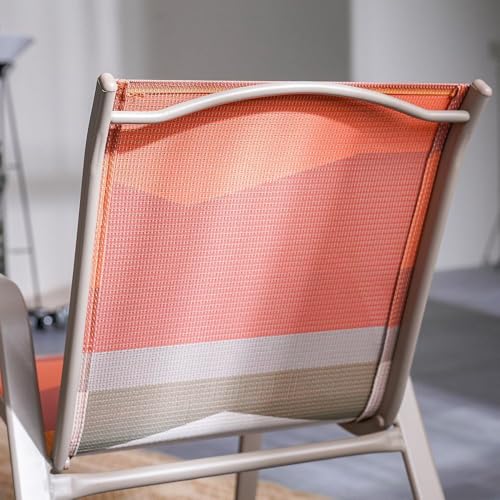 دانوب هوم طقم اريكة خارجية باربعة مقاعد من مابيل | اثاث حديقة باطار ستيل | اريكة فناء بتصميم عصري | طاولة جلوس خارجية وكراسي للحديقة - رمادي داكن/زهري