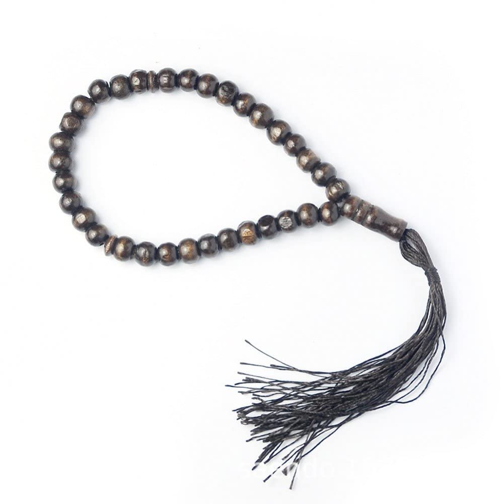 Zerodis Lot De 2 Perles De Prière Musulmanes, 99 Perles Mihrab Séparateurs, Perles De Prière Tasbih Au Design Exquis Pour Sac à Main, Perles De Prière Tamarin En Bois De Tamarin, Perles