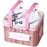 MeevrgR Lata de almacenamiento grande de hierro con asa para galletas, caramelos y aperitivos, recipiente de metal rosa con tapa segura, 15 x 12,5 x 10,5 cm B