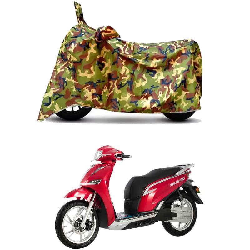 Image of Waterproof 100% PVC Coated Bike Scooty Two Wheeler Body Cover Compatible for Okinawa Okhi90 STD /UV-Rays /Heat Protection /Birds Dropping /Scratchproof /Dust Proof /All Varient[6X6 Jungle Print]