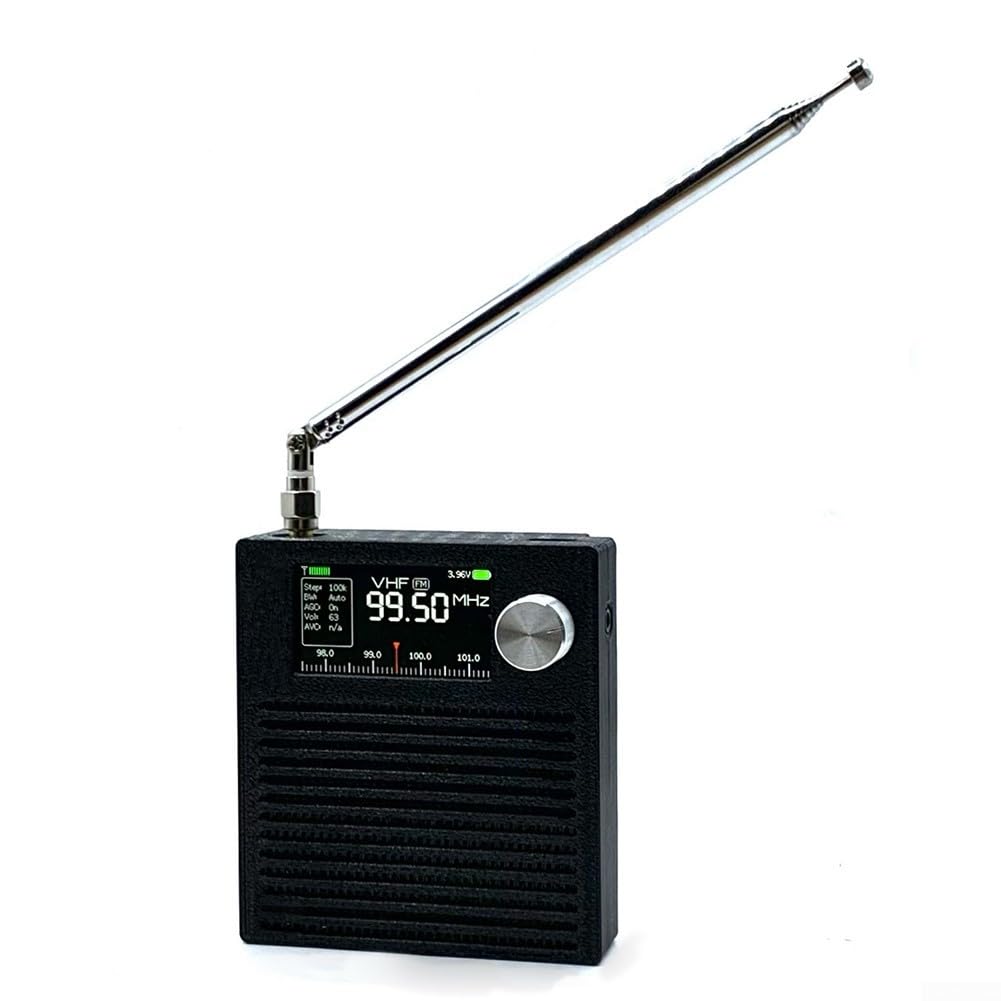 Kit radio portatile a onde corte con Si4732 per Dsp e Esp32-s3, supporta le modalità FM AM Lsb Usb, display da 1,9 pollici, potenza 3000 mAh, nero (asta di sollevamento)