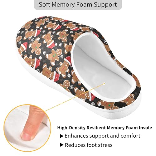 Fuzzy Memory Foam Slippers for Women/Men Gingerbread Man Christmas Hats Pattern Fluffy Winter House Shoes Indoor and Outdoor3