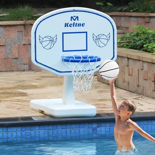 Pool Basketball Hoop with 2 Balls & Pump for Inground Pool