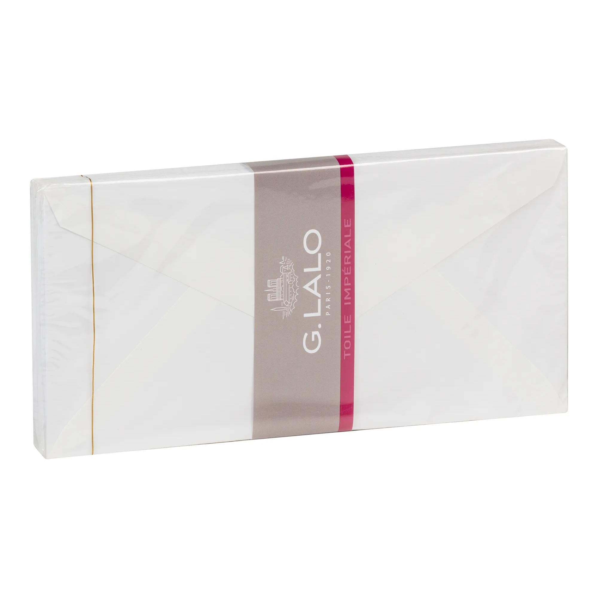 Clairefontaine Lalo 23500L - Un paquet de 20 enveloppes gommées doublées 11x22 cm 100g, Toile impériale, Blanc