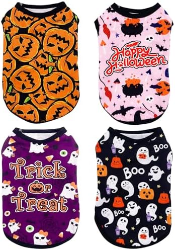 PET SHOW 4 Pack Halloween Dog Shirts for Medium Large Dogs Ghost ...