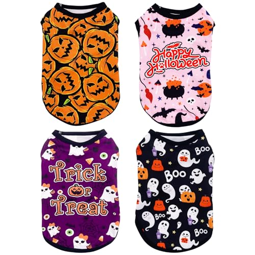 PET SHOW 4 Pack Halloween Dog Shirts for Medium Large Dogs Ghost ...