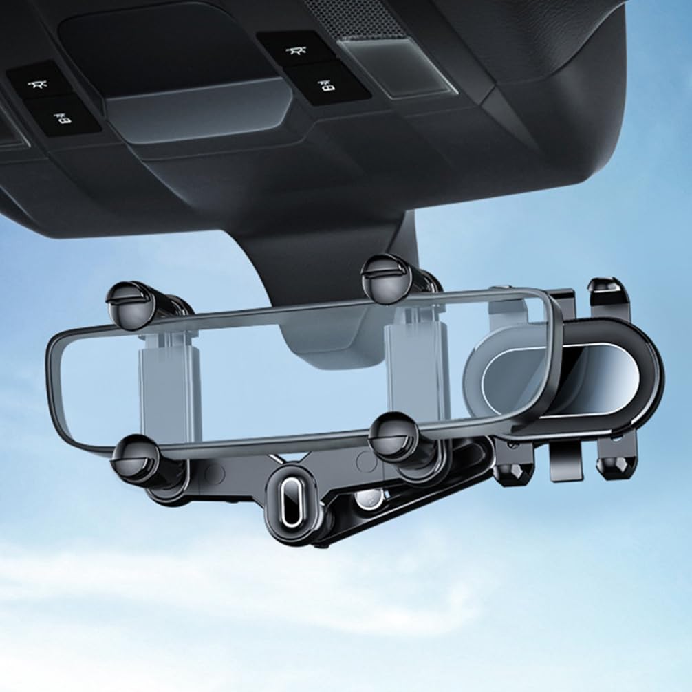 ibasenice Supporto Telefono Auto Specchietto Retrovisore Rotazione 360 Gradi Abs Nero per Smartphone Stabile
