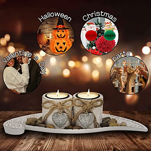 Soyizom Wooden Tealight Holders Christmas Decorative Candstand Set For Home Decor,Set Of 2 Decorative White Candles Holder Set Centerpieces Decor Tray For Dining Room Table Decor #TOP6