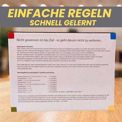GICO Schocken Set - Komplett mit Schockbesteck, 4 Würfelbecher und 12 Würfeln - Jule Meiern Maxen Mörkeln - 7959