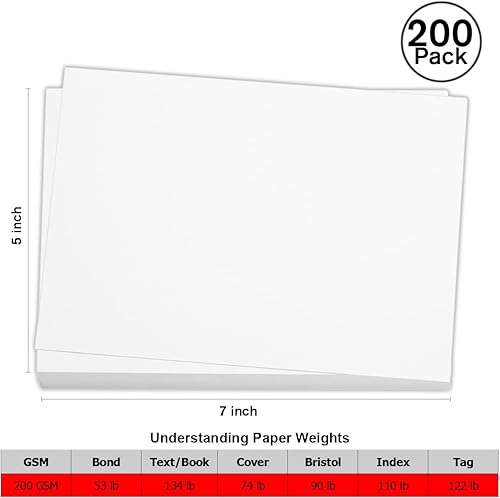 Miniatura 7 de 100 piezas de cartulina blanca de 5 x 7 hojas de cartulina pesadas papel de invitación en blanco tarjetas de felicitación imprimibles cubierta de 74