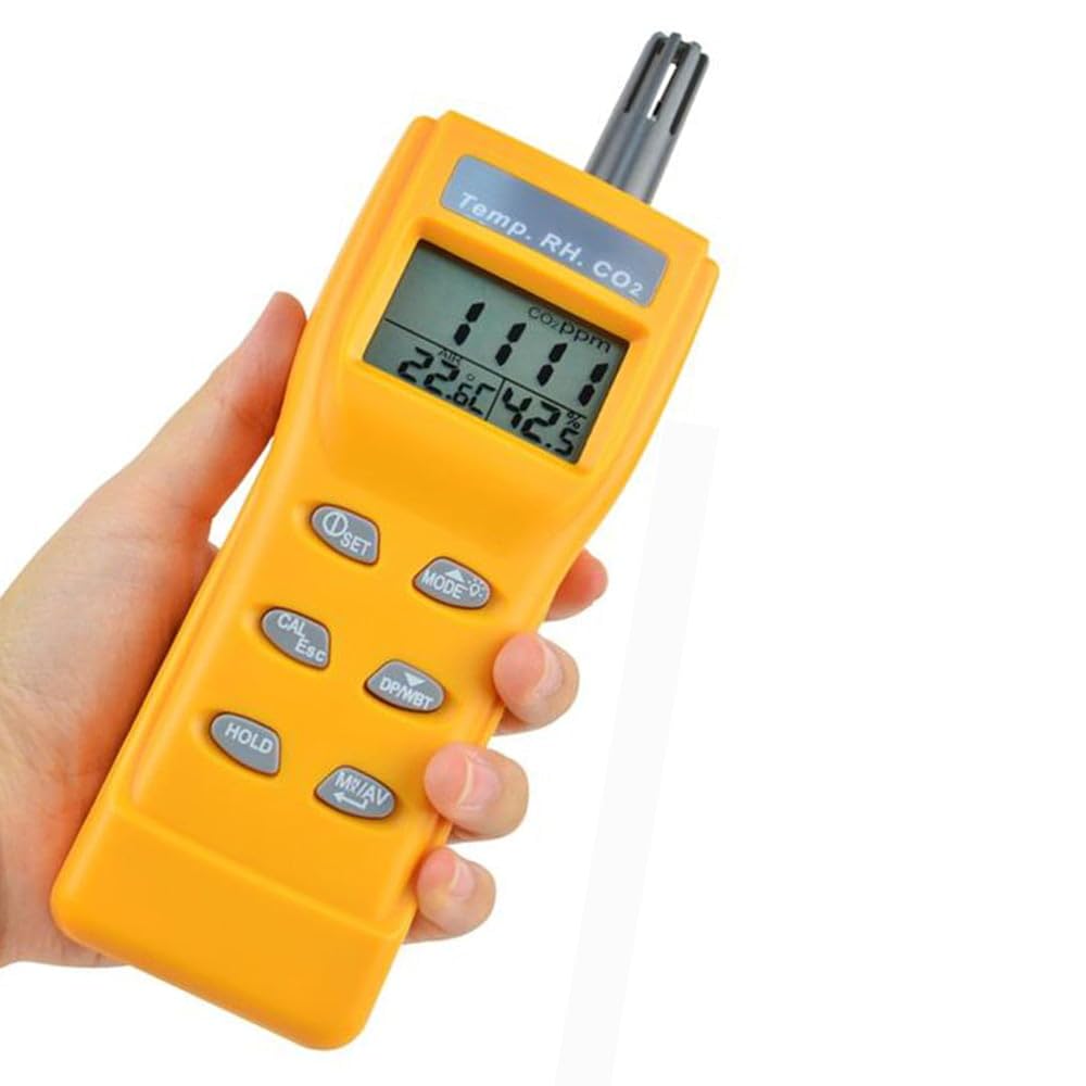 Personal Safety CO2 Monitor | Featuring Temperature, Humidity, Wet Bulb, and Dew Point Sensors | Backlit Display with Alarm for HVAC,Environmental Monitoring,Industrial Safety
