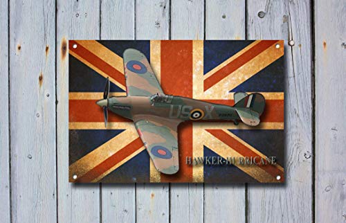 ZMKDLL Hawker Hurricane Metal Sign Ww2 Aviation Military Gift Military Sign RAF Military Home Decor 16x12 Inch Tin Sign