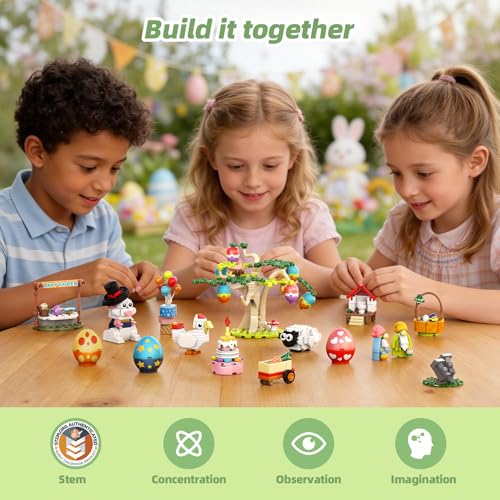 Image of Wise Block Farm Building Blocks Set, Animal Chicken Coop Building Set Toy with Sheep Bunny Rotating Windmill, Creative Construction Gifts for Kids 485 Pcs
