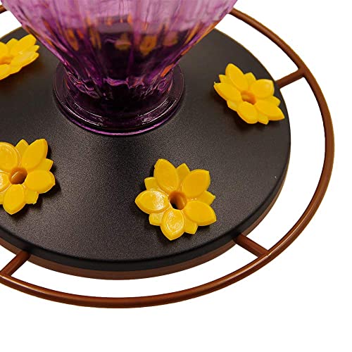 Juegoal-Glass-Hummingbird-Feeders-for-Outdoors-37-oz-Wild-Bird-Feeder-5-Feeding-Ports-Bud-Shaped-Metal-Handle-Hanging-for-Garden-Tree-Yard-Outside-Decoration-Violet