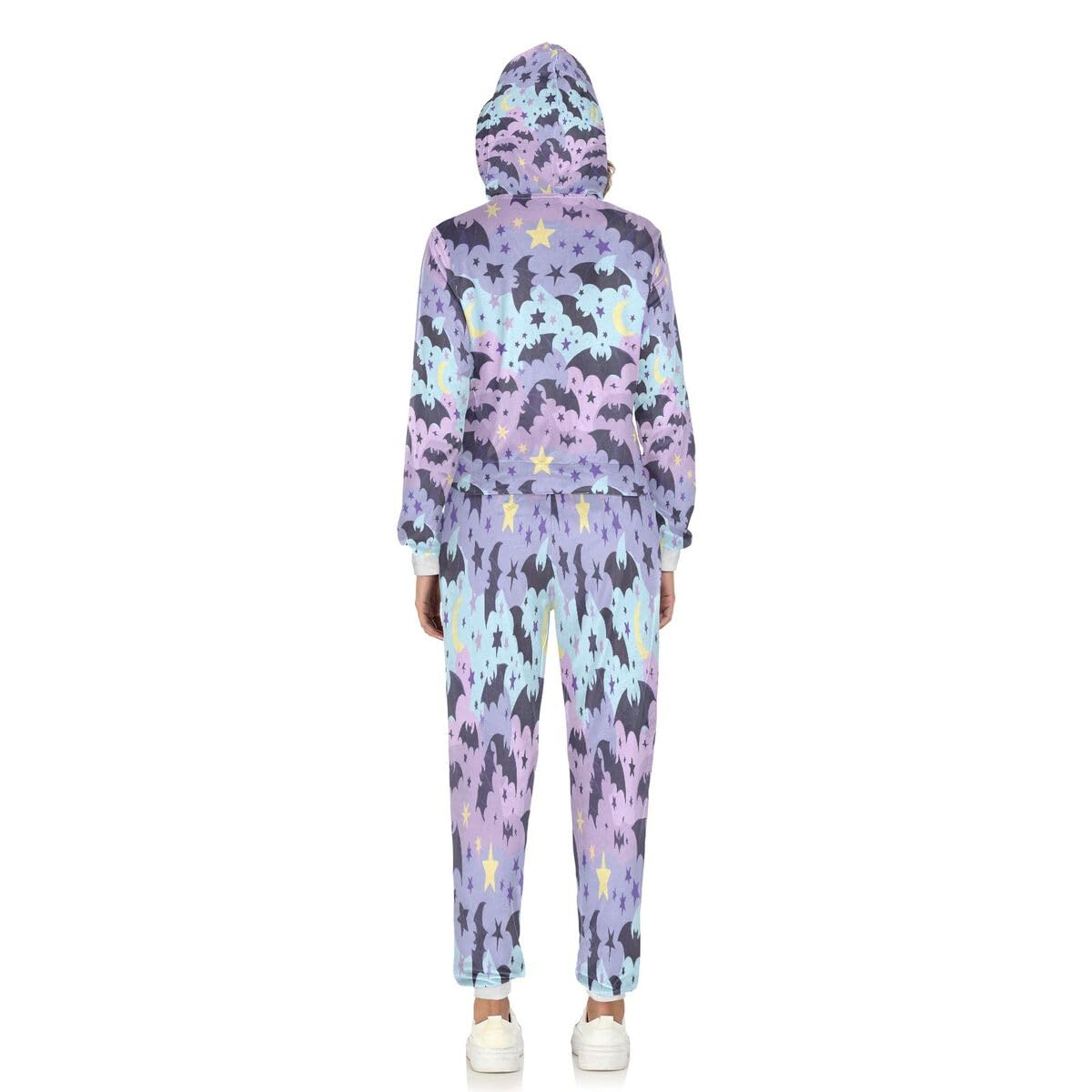 Conjunto deportivo de 2 piezas para mujer, diseño de murciélagos y estrellas, conjunto deportivo de manga larga para Halloween