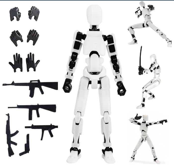(Do it Yourself) Action Figure Toys,DIY Assembly Dummy 13 Action Figures,Articulated Joints Robot,Desktop Decorations,Gift Idea for Kids & Adults (White)-image-4