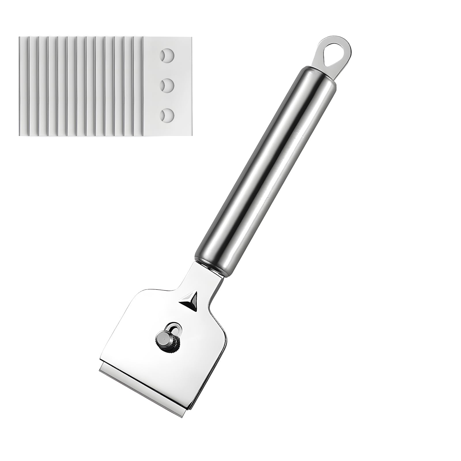 maxtachi Ceramic Hob Scratcher, with 14 Replacement Blades Made of Stainless Steel, Ceramic Hob Scraper, Non-Slip Hanging Handle, for Cleaning Glass, Hobs, Induction Plates, Glass Ceramic Hobs
