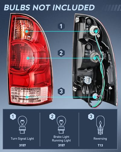 Image of Nilight Taillight Assembly Compatible with Toyota Tacoma 2005 2006 2007 2008 2009 2010 2011 2012 2013 2014 2015 Rear Tail Light Lamp Replacement OE Style Passenger Side