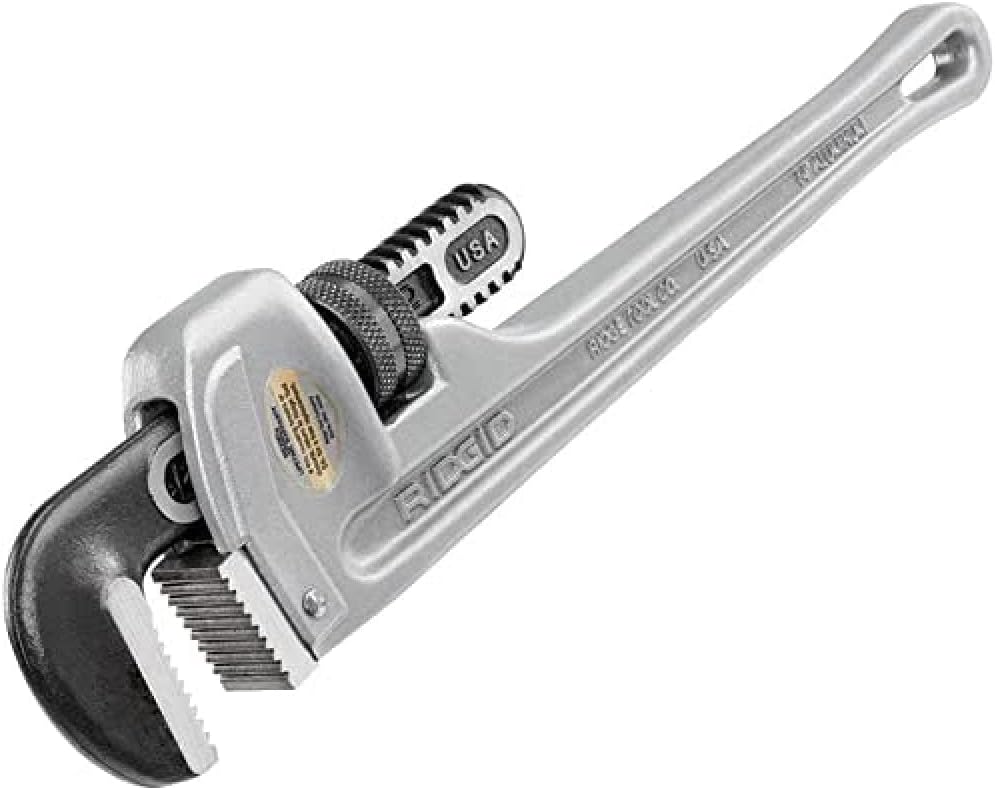 31095 Model 814 Aluminum Straight 14" Plumbing Pipe Wrench, Silver, Made in the USA
