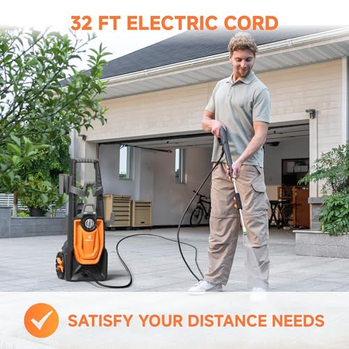 Image of Giraffe Tools Electric Pressure Washer, 2400 PSI 2.3 GPM with 4 Quick-Connect Nozzles, 20FT Hose & Foam Cannon, Powerful Washer for Cars /Road /Driveways /Fences